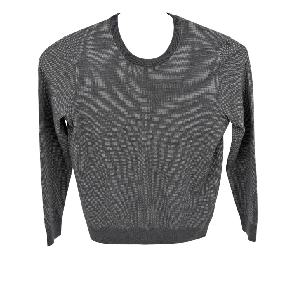 Banana Republic Sweater Mens Large Gray Merino Wool Italian Yarn Baruffa Knit